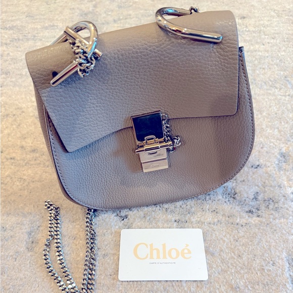 Chloe Grained Lambskin Drew Shoulder Gray Bag - Picture 9 of 10